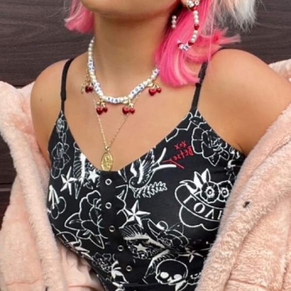 New Betsey Johnson RED HOT HEARTS CHERRY NECKLACE RED - Picture 10 of 11